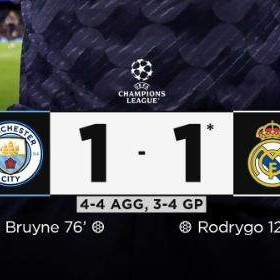 【欧冠】曼城1比1皇马，点球大战3比4遗憾出局